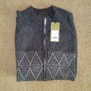 Crewneck Long Sleeve Sweater: Grey.  Zippered.  New.  Never used!